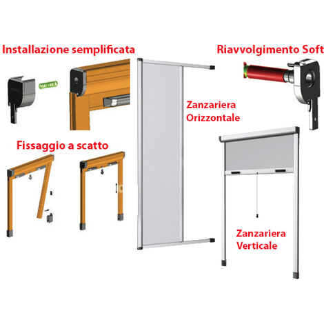 Zanzariera a rullo in alluminio 120x250cm per porta orizzontale bianca -  ZANZARIERE - DEODATO - 3000003893163