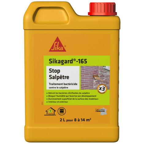 Stop salpêtre Sikagard-165 2L – Traitement hydrofuge pour béton, ciment, plâtre et brique – Application facile avec pulvérisateur