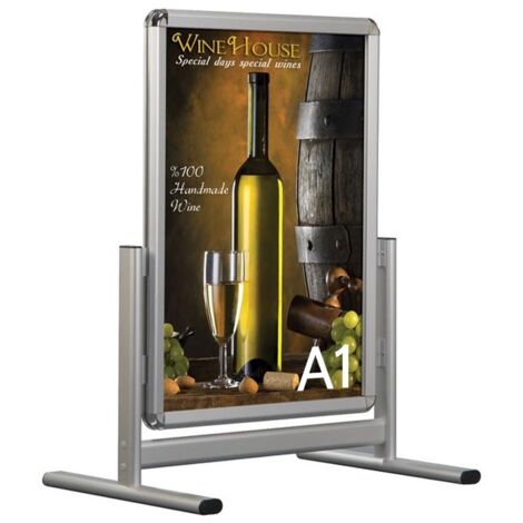 Stop trottoir vertical Cadro-Clic double faces - Affichage panneau publicitaire - Aluminium