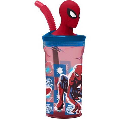 STOR Bicchiere Originale Marvel Spiderman 3D per bambini da 360 ML Scuola