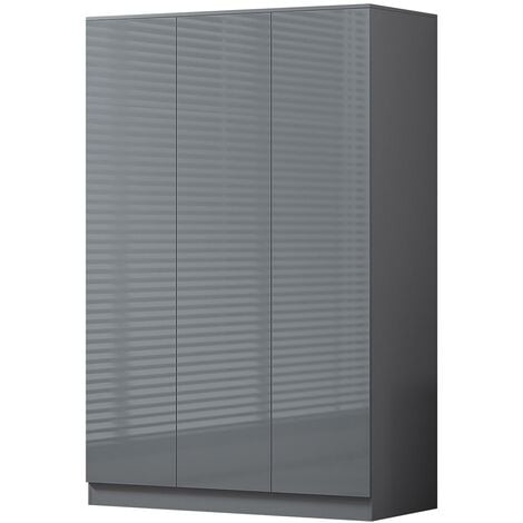 Stora Modern 3 Door Wardrobe - Grey Gloss Fronts