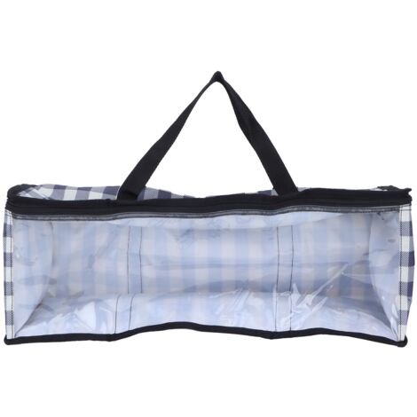 Storage Bag Transparent Large Capacity PVC Film Dustproof Storage Bag for Travelling College Dorm Camping StorageBlue Grid