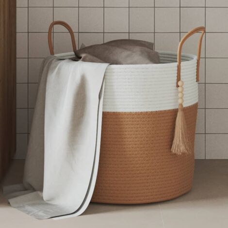 Storage Basket Brown and White Ø40x35 cm Cotton vidaXL