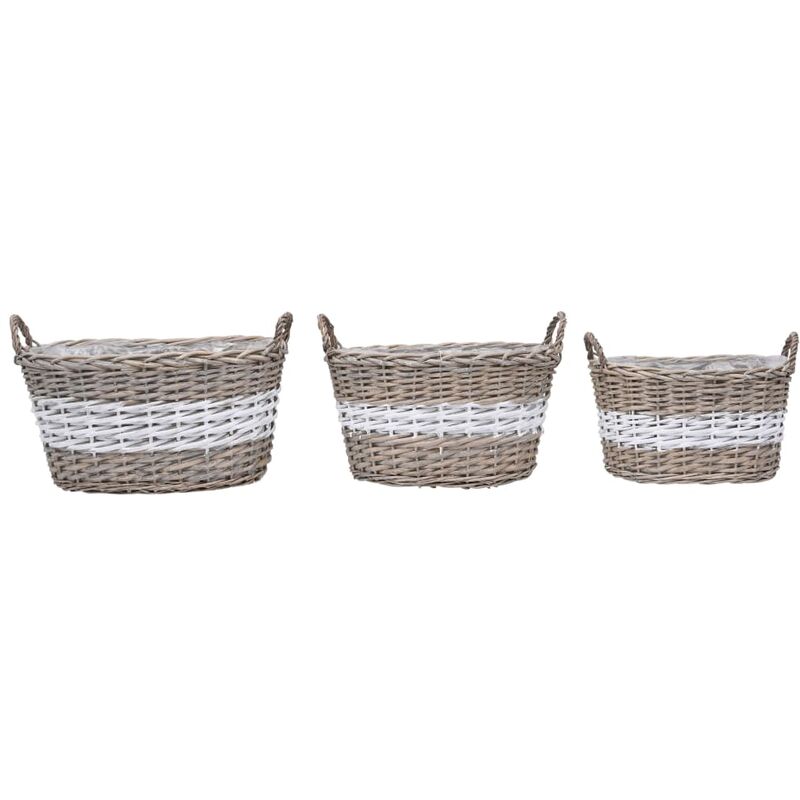 Raised Bed 3 pcs Wicker with pe Lining Vidaxl