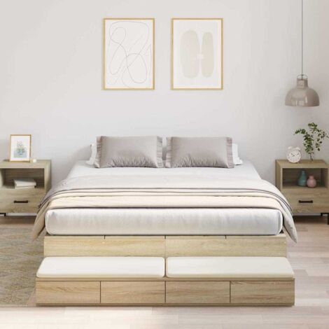 Storage Bed Frame with Drawer Sonoma Oak 160 cm Engineered Wood vidaXL