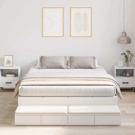 Storage Bed Frame with Drawer White 140 cm Engineered Wood vidaXL