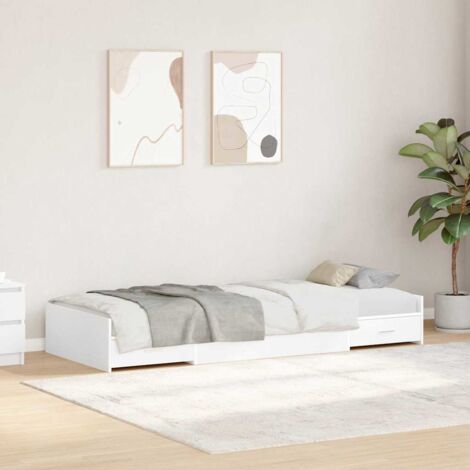 Storage Bed Frame with Drawer White 90 x 200 cm Engineered wood vidaXL