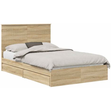 Storage Bed with Drawer Sonoma Oak 120 x 200 cm Engineered Wood vidaXL
