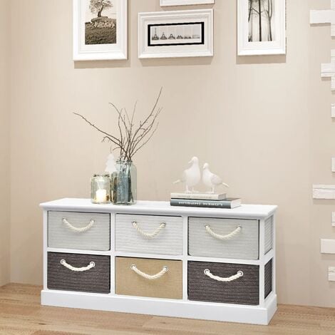 main image of "Storage Bench 6 Drawers Wood - Multicolour"