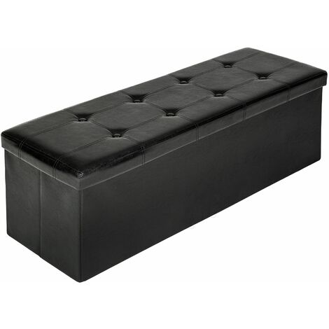Large storage bench, synthetic leather, foldable - storage ottoman, shoe storage bench, hallway bench
