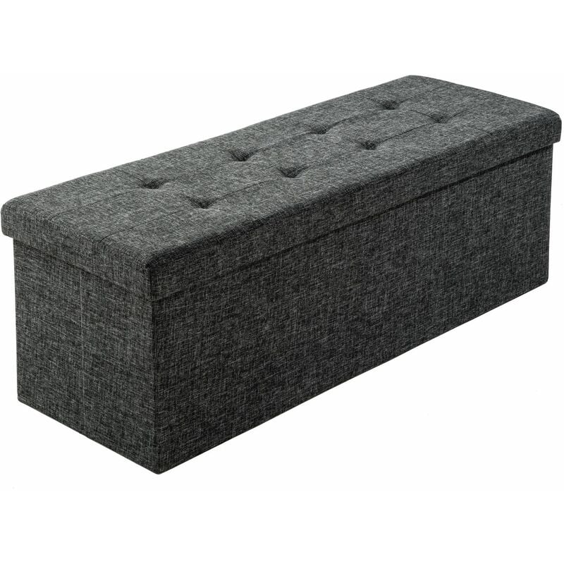 Tectake - Storage bench large, foldable, made of polyester - storage ottoman, shoe storage bench, hallway bench - dark grey