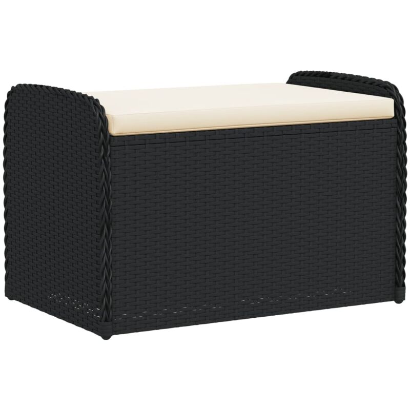 Vidaxl - Storage Bench With Cushion Black 80x51x52 Cm Poly Rattan
