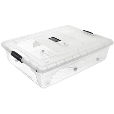 Storage box on wheels with large capacity and durability