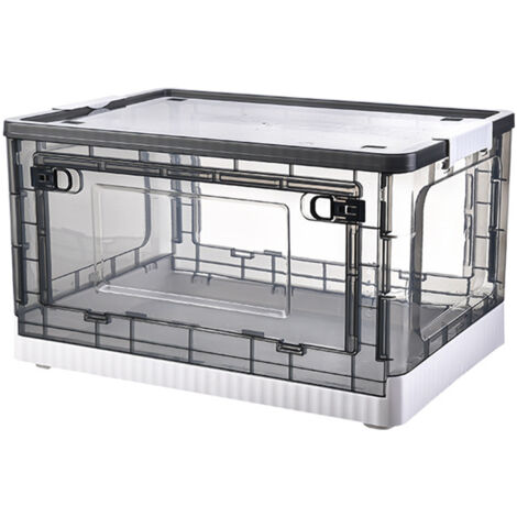 Storage Box Side Doors Clear Large Capacity Container with Wheel for Home Office Tea White 3 Door 55L
