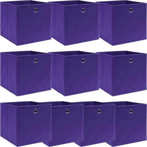 Storage Boxes 10 pcs Purple 32x32x32 cm Fabric vidaXL