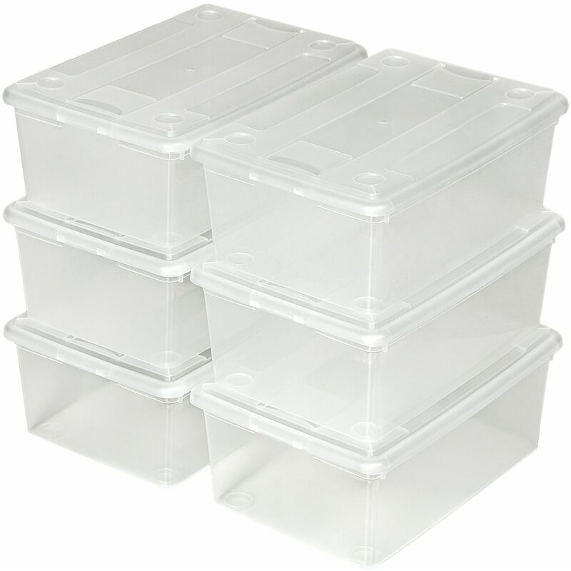 Storage boxes 12-piece set 33x23x12cm - plastic storage box, storage box with lid, storage container - transparent