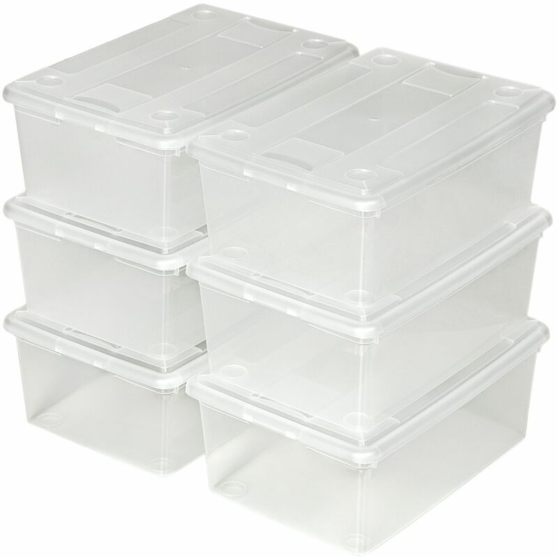 Storage boxes 24-piece set 33x23x12cm - plastic storage box, storage box with lid, storage container - transparent