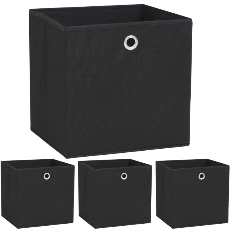 Storage Boxes 4 pcs Non-woven Fabric 32x32x32 cm Black Vidaxl