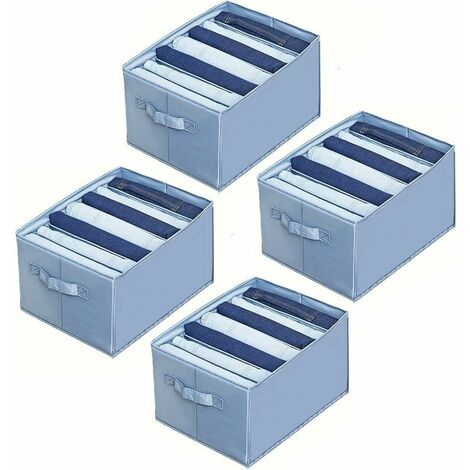 Storage Boxes for Jeans, Pants, Sweaters, Stackable Organizer to Keep Clothes Tidy, Space Saving, Gray