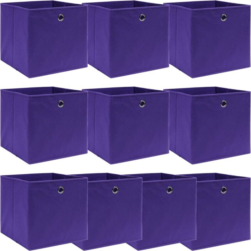 VidaXL Storage Boxes 10 Pieces Purple 32X32X32Cm Fabric, Purple