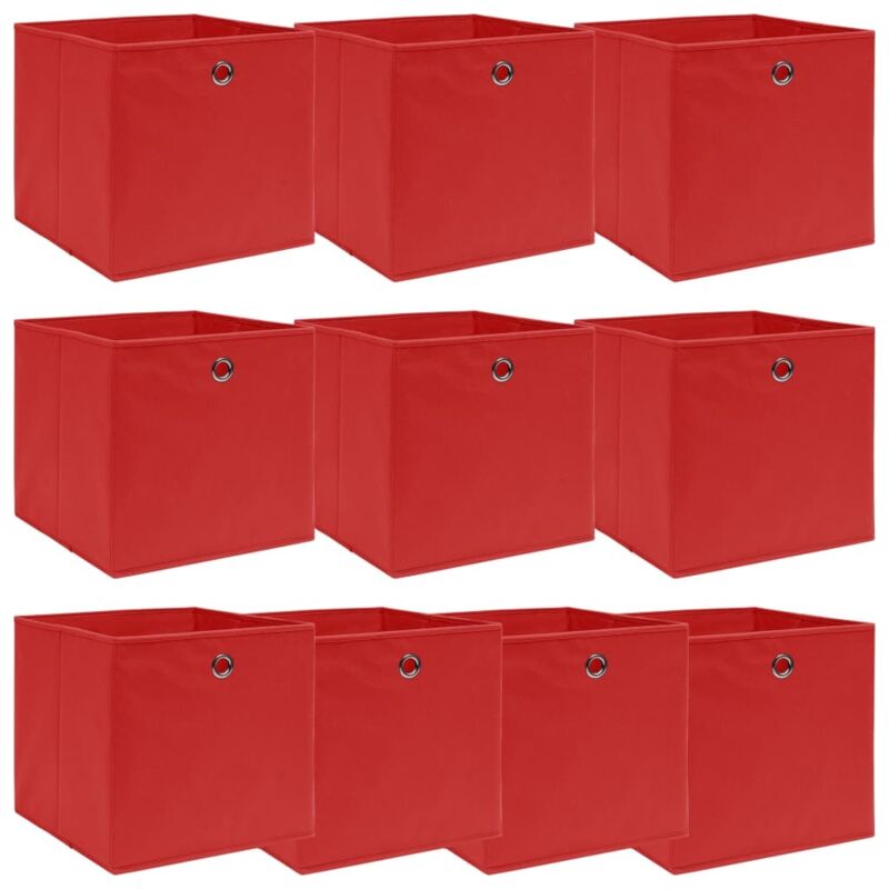 Storage Boxes 10 Pcs Red 32x32x32 Cm Fabric Vidaxl