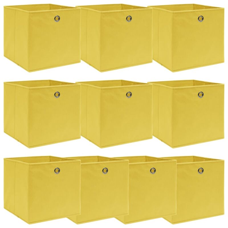 VidaXL Storage Boxes 10 Pieces Yellow 32X32X32Cm Fabric, Yellow