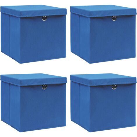 Storage Boxes with Lids 4 pcs Blue 32x32x32 cm Fabric