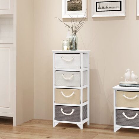 Storage Cabinet 4 Drawers Wood - White