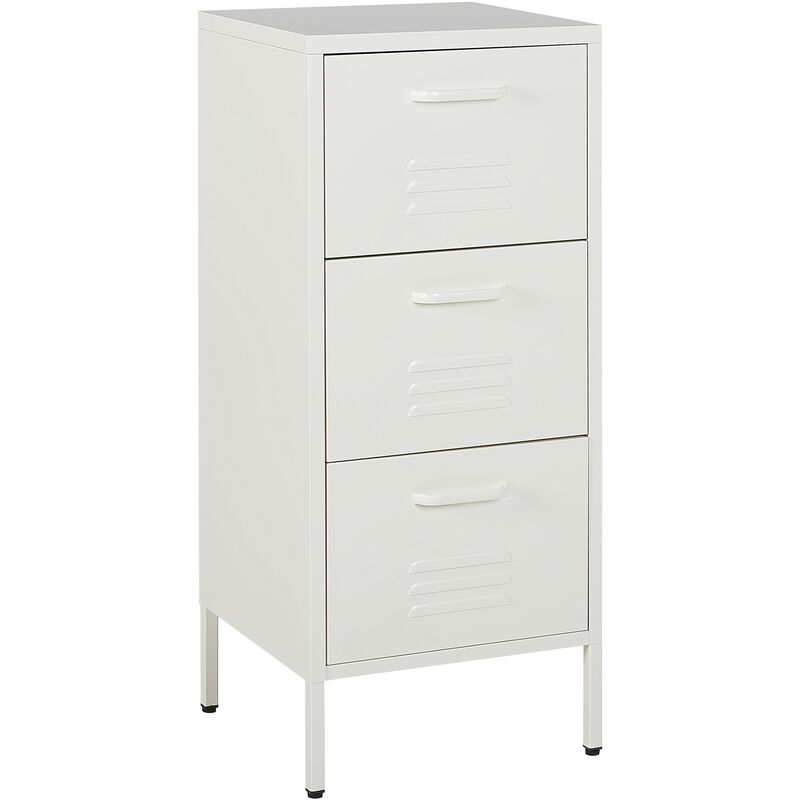 Storage Cabinet Metal 3 Drawers Industrial Home Office Unit White Wostok - White