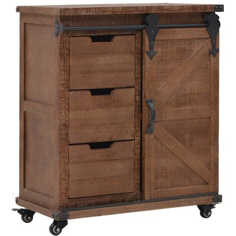 Storage Cabinet Solid Fir Wood 64x33.5x75 cm Brown vidaXL