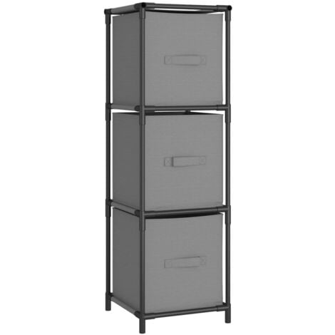Storage Cabinet with 3 Fabric Drawers Grey 34x34x101 cm Steel vidaXL