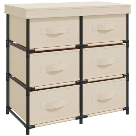 Storage Cabinet with 6 Drawers 55x29x55 cm Cream Steel vidaXL