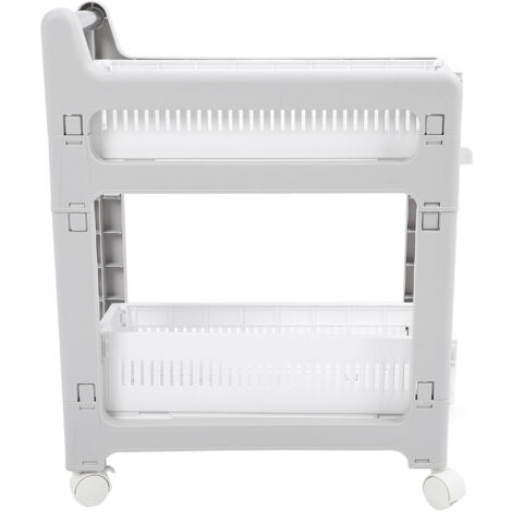 Storage Cart Pull Out Basket Design Universal Wheel Large Capacity Storage Organizer Trolley with Brake for Home 2 Tier