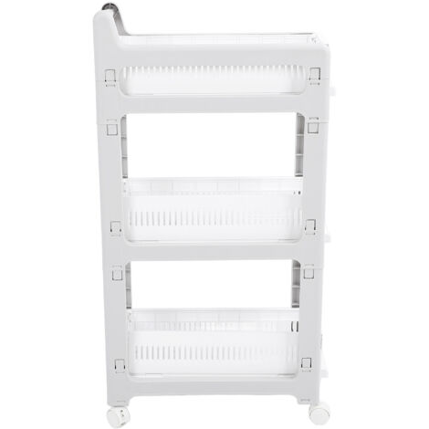Storage Cart Pull Out Basket Design Universal Wheel Large Capacity Storage Organizer Trolley with Brake for Home 3 Tier