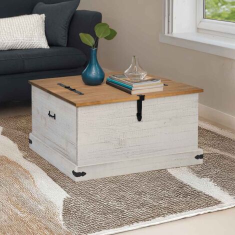 Storage Chest HALDEN White 91x91x47 cm Solid Wood Pine vidaXL