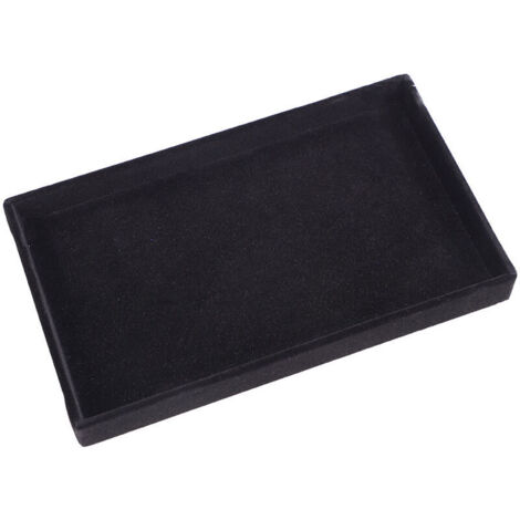 Storage compartment, empty black tray, 21.3 x 12.4 x 2.4 cm, 1 large velvet jewelry box for rings