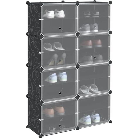 Storage Cube Organiser with 8 Cubes and Doors Black PP vidaXL