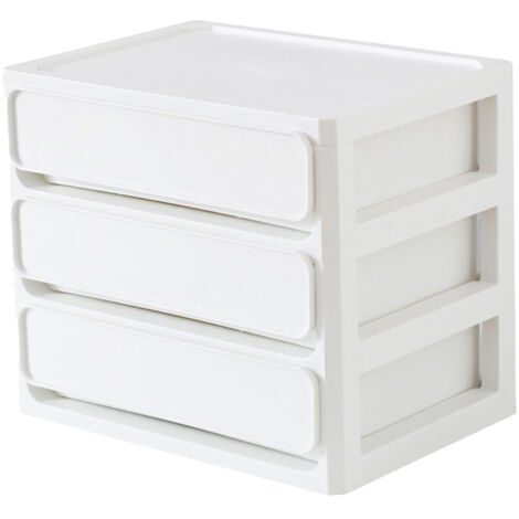 Storage Drawer Multi Layers Stackable Dustproof Desktop Storage Box Organizer for Student Dormitory Home Cosmetics 3 Layers White