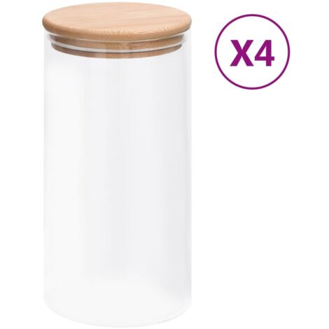 Storage Glass Jars with Bamboo Lid 4 pcs 1200 ml vidaXL