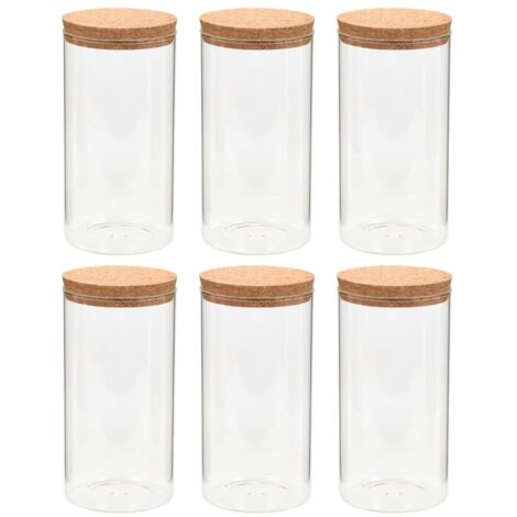 Storage Glass Jars with Cork Lid 6 pcs 1100 ml vidaXL