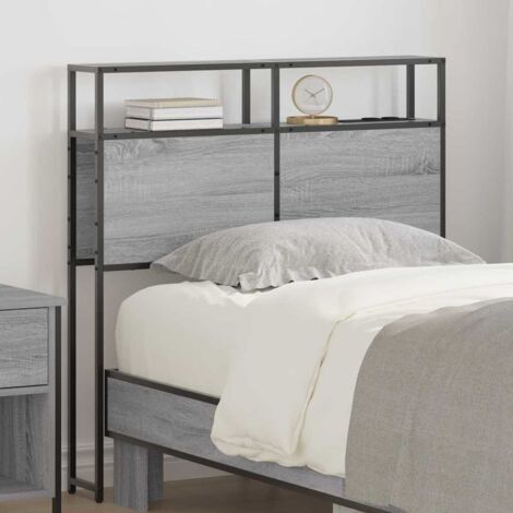 Storage Headboard with Shelf Grey sonoma 80 cm Engineered wood vidaXL
