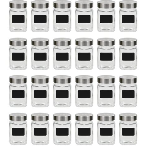 Storage Jars with Sticker 24 pcs 300 ml vidaXL