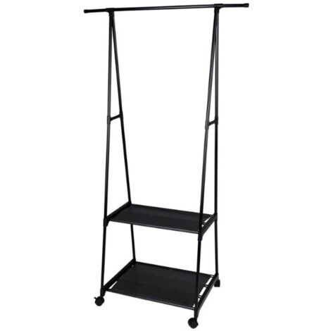 STORAGE perchero ruedas 2 baldas 55/85x45x157 cm , Perchero ruedas 2 baldas 55/85 x 45 x 157 cmIncluye 4 ruedas giratorias, 2 con frenoConectores de plásticoEstructura