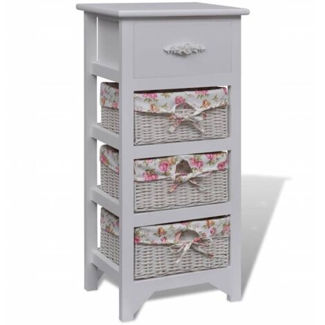 Storage Rack White Solid Paulownia Wood and MDF Compact Cabinet vidaXL