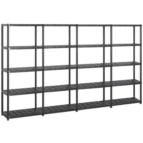 Storage Shelf 5-Tier Black 284x38x170 cm Plastic vidaXL