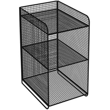 Storage Shelf Metal Heavy Duty Rack Side Shelving Table End Shelving Holder for Housheold Bedroom Black