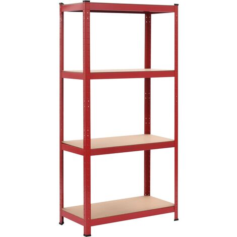 main image of "Storage Shelf Red 80x40x160 cm Steel and MDF - Red"