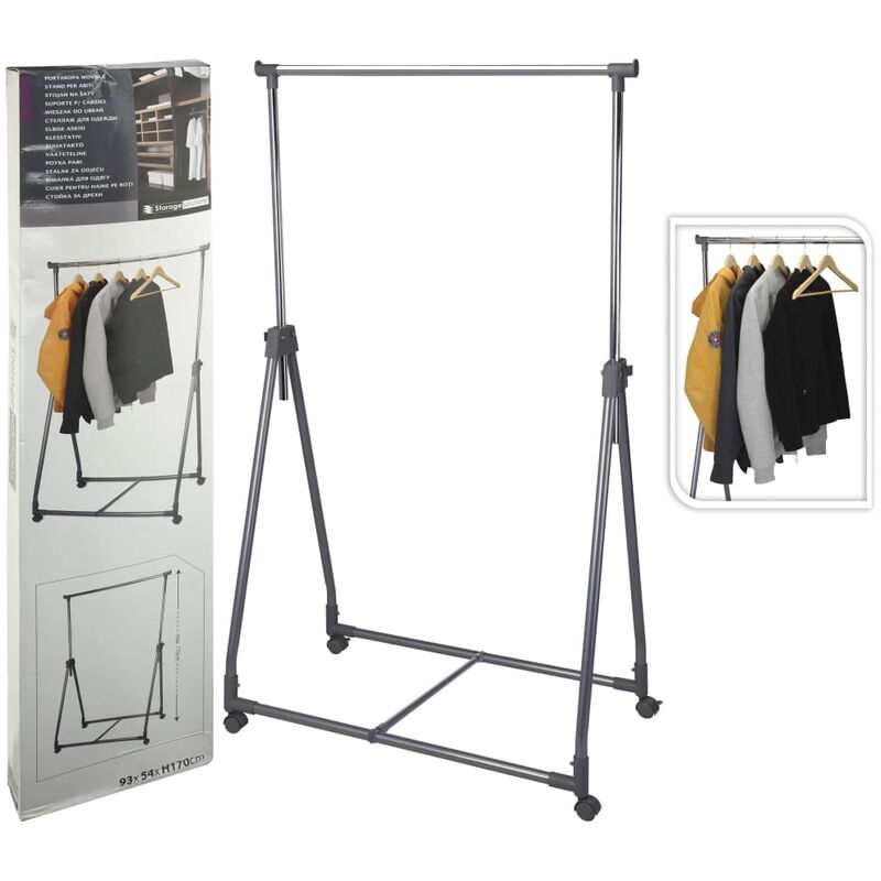 Storage Solutions Clothing Rack 4 Wheels Metal