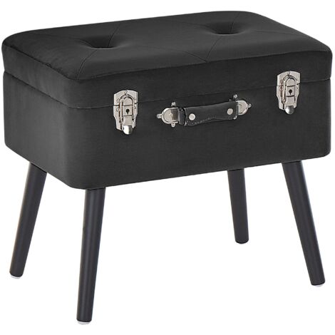 Storage Stool MALLARD Velvet Black