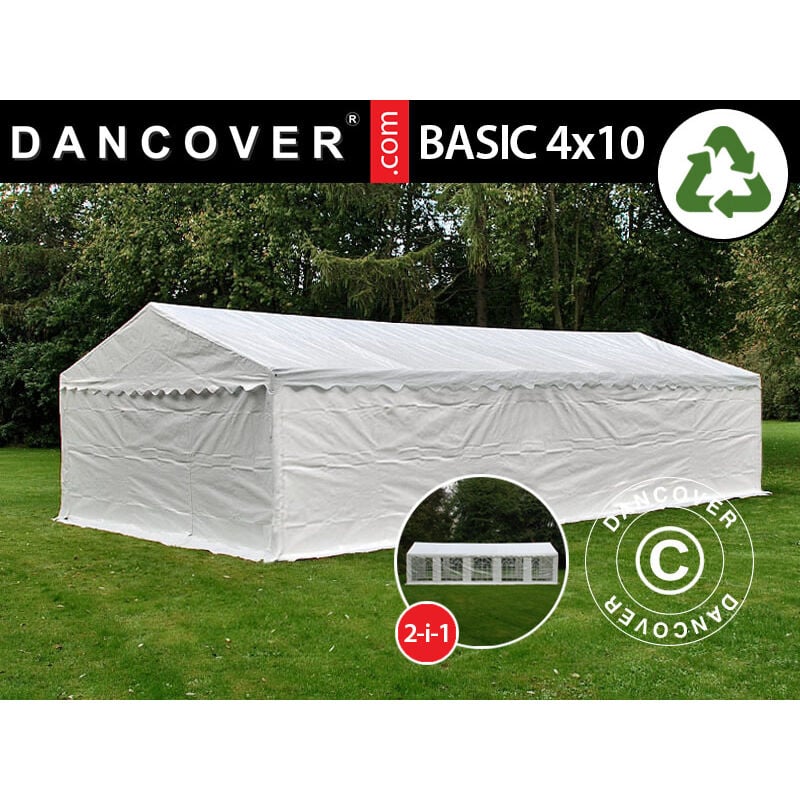 Storage Tent Portable garage Basic 2-in-1, 4x10 m pe, White